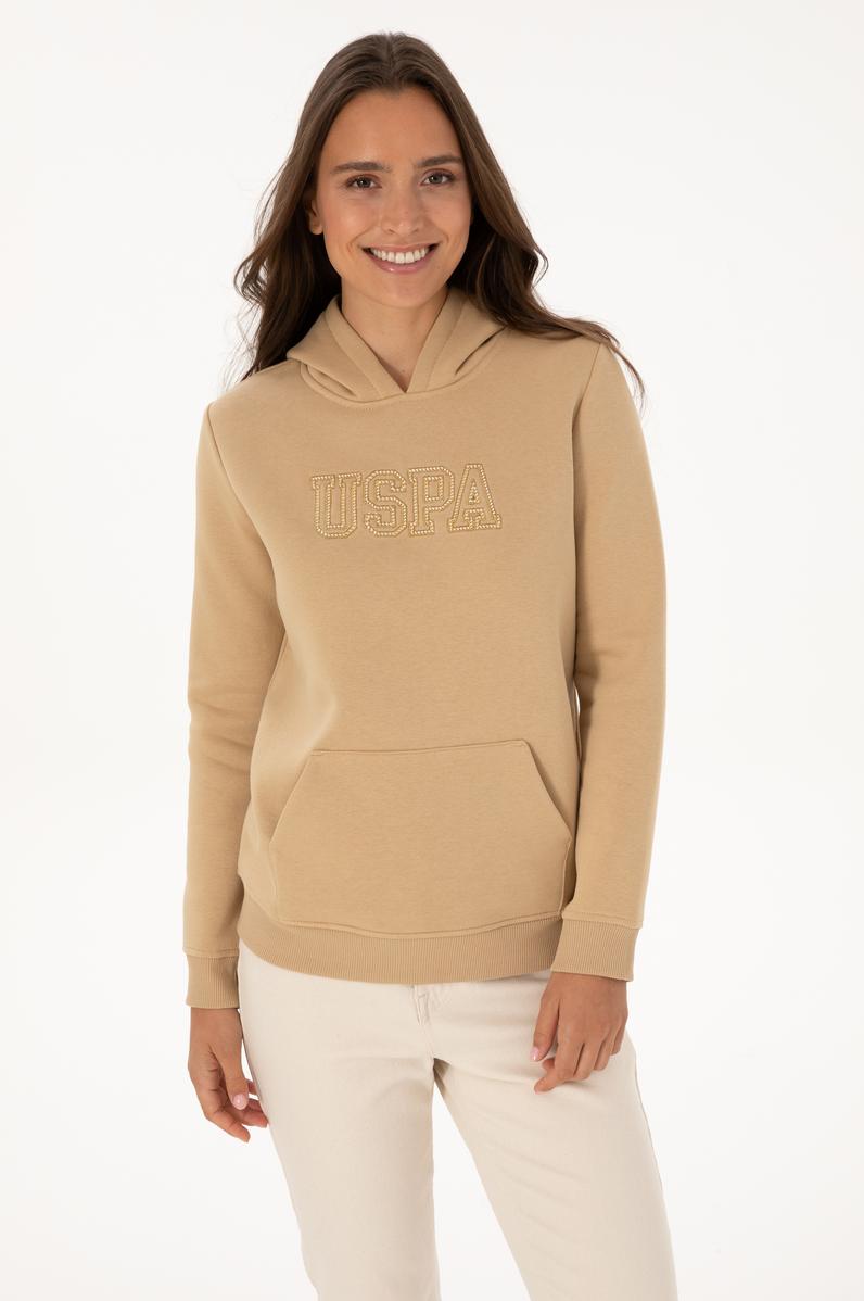 Kadın Kum Şardonlu Kapüşonlu Basic Sweatshirt