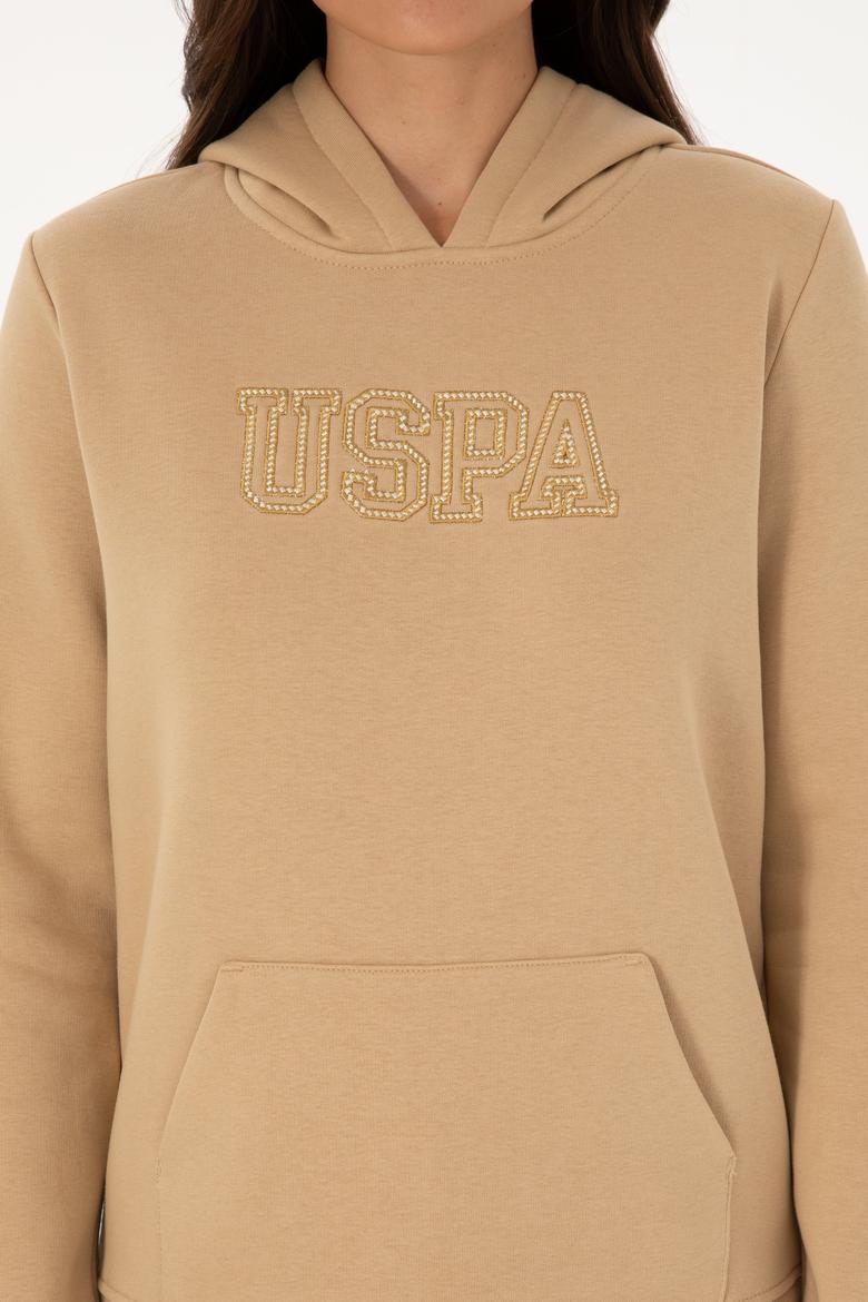 Kadın Kum Şardonlu Kapüşonlu Basic Sweatshirt - 50313566111