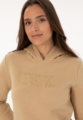 Kadın Kum Şardonlu Kapüşonlu Basic Sweatshirt - 50313566111