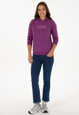Kadın Menekşe Şardonlu Kapüşonlu Basic Sweatshirt - 50313566039