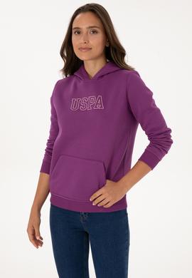 Kadın Menekşe Şardonlu Kapüşonlu Basic Sweatshirt - 50313566039