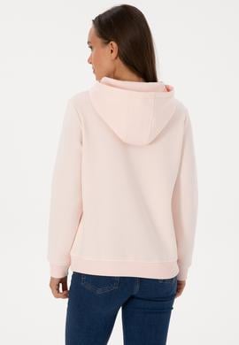 Kadın Açık Pembe Şardonlu Kapüşonlu Basic Sweatshirt - 50313566097