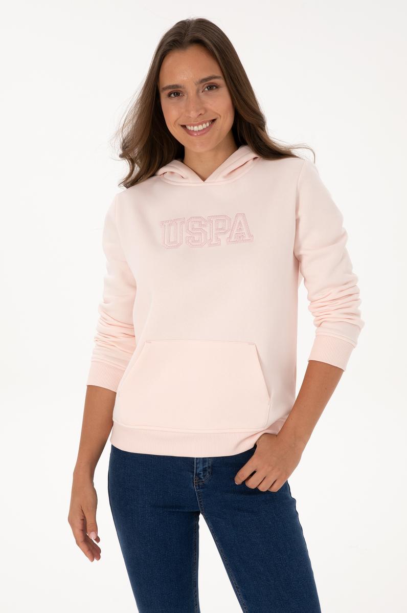Kadın Açık Pembe Şardonlu Kapüşonlu Basic Sweatshirt