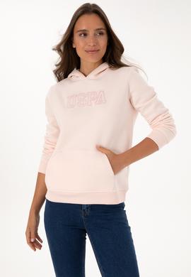 Kadın Açık Pembe Şardonlu Kapüşonlu Basic Sweatshirt - 50313566097