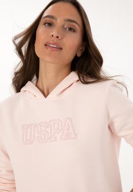 Kadın Açık Pembe Şardonlu Kapüşonlu Basic Sweatshirt - 50313566097