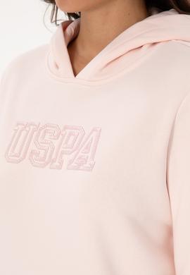 Kadın Açık Pembe Şardonlu Kapüşonlu Basic Sweatshirt - 50313566097
