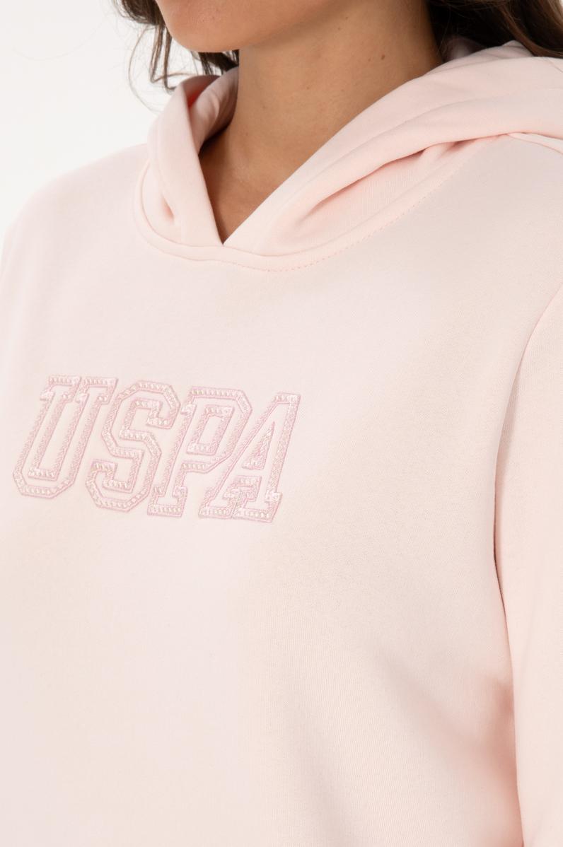 Kadın Açık Pembe Şardonlu Kapüşonlu Basic Sweatshirt