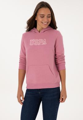 Kadın Koyu Pembe Şardonlu Kapüşonlu Basic Sweatshirt - 50313566083