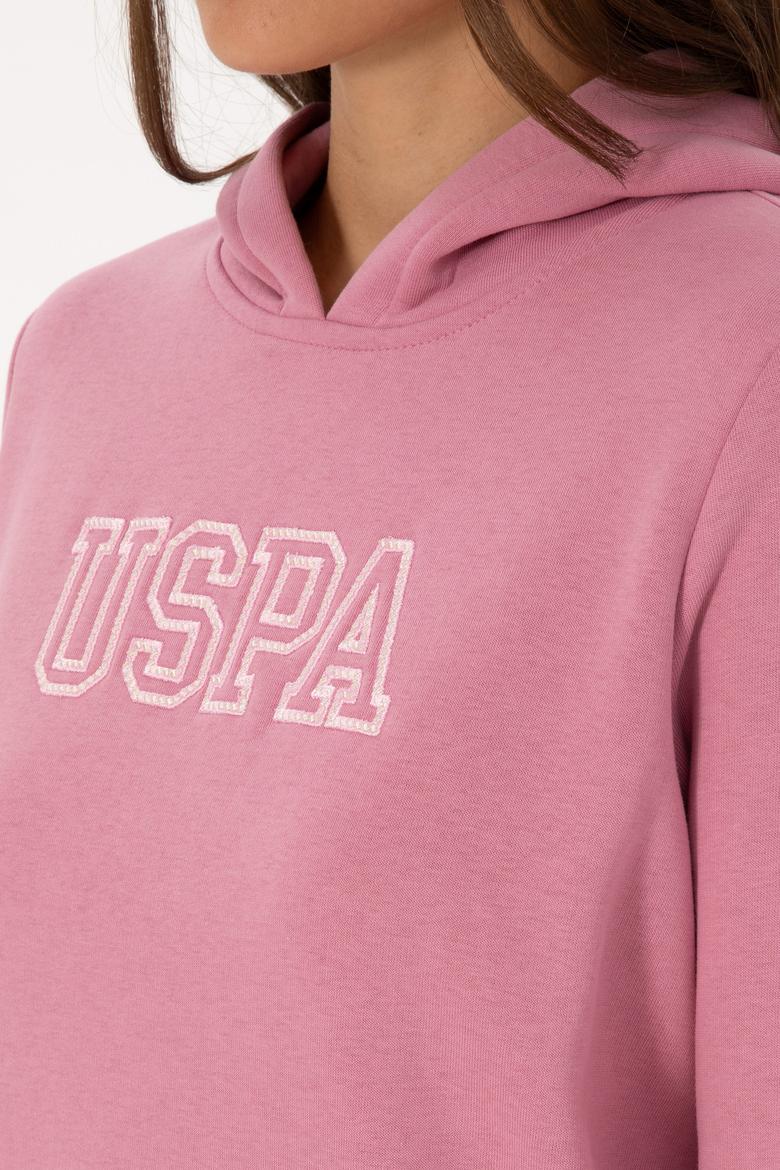 Kadın Koyu Pembe Şardonlu Kapüşonlu Basic Sweatshirt - 50313566083
