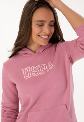 Kadın Koyu Pembe Şardonlu Kapüşonlu Basic Sweatshirt - 50313566083