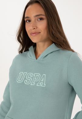 Kadın Mint Şardonlu Kapüşonlu Basic Sweatshirt - 50313566055