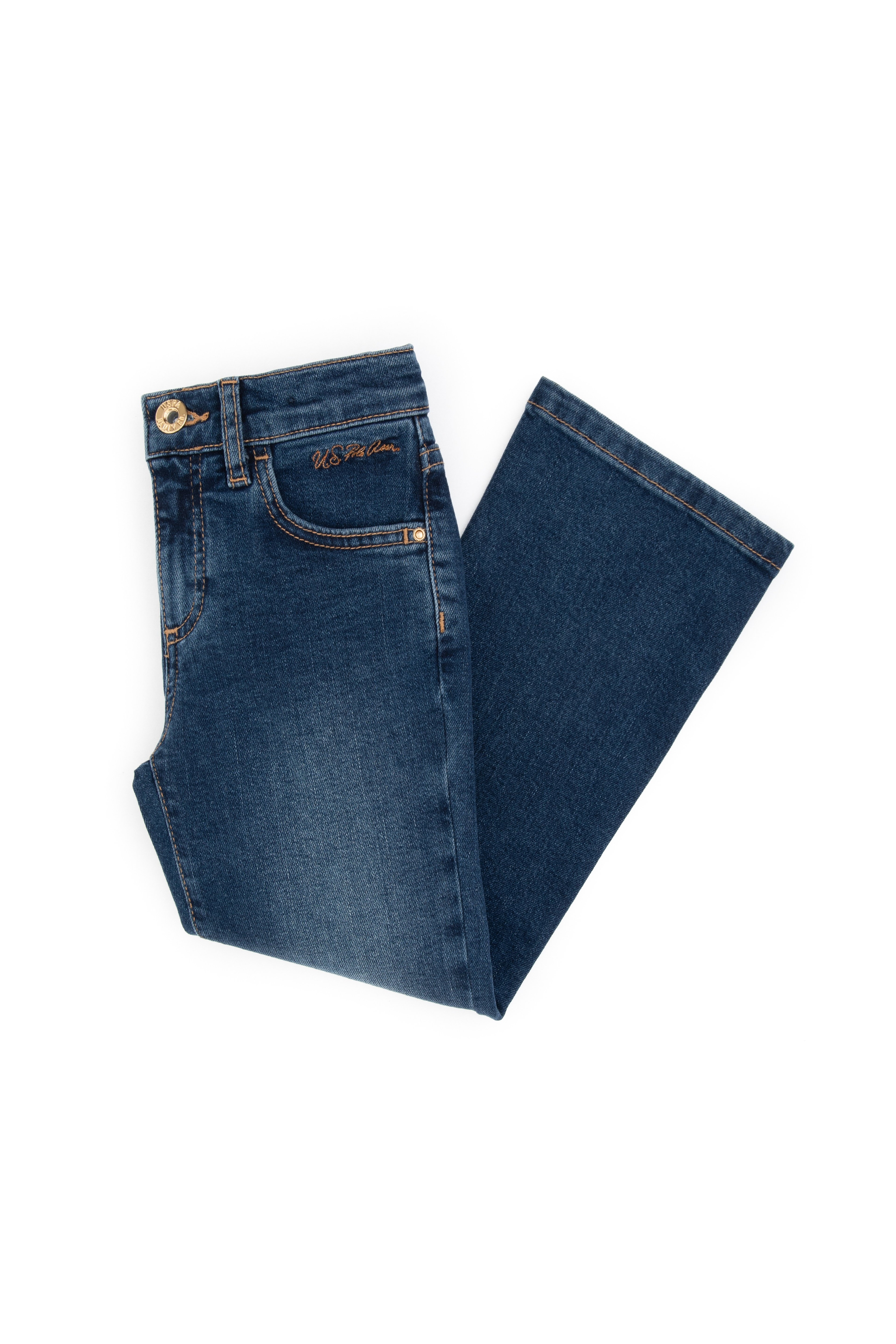 Kız Çocuk Mavi Slim Flare Fit Jean Pantolon - Image 2