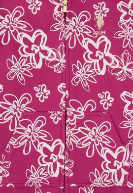 Kız Çocuk Pembe Kapüşonlu Fermuarlı Çiçekli Sweatshirt - 50317959026