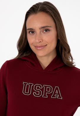 Kadın Bordo Şardonlu Kapüşonlu Basic Sweatshirt - 50313566063