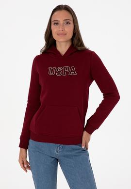 Kadın Bordo Şardonlu Kapüşonlu Basic Sweatshirt - 50313566063
