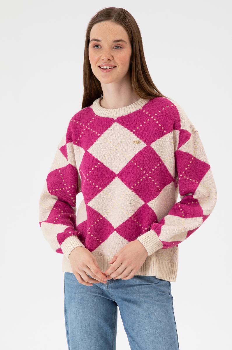 Kadın Krem Bisiklet Yaka Kazak