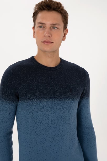 Erkek Regular Fit Bisiklet Yaka Lacivert Kazak