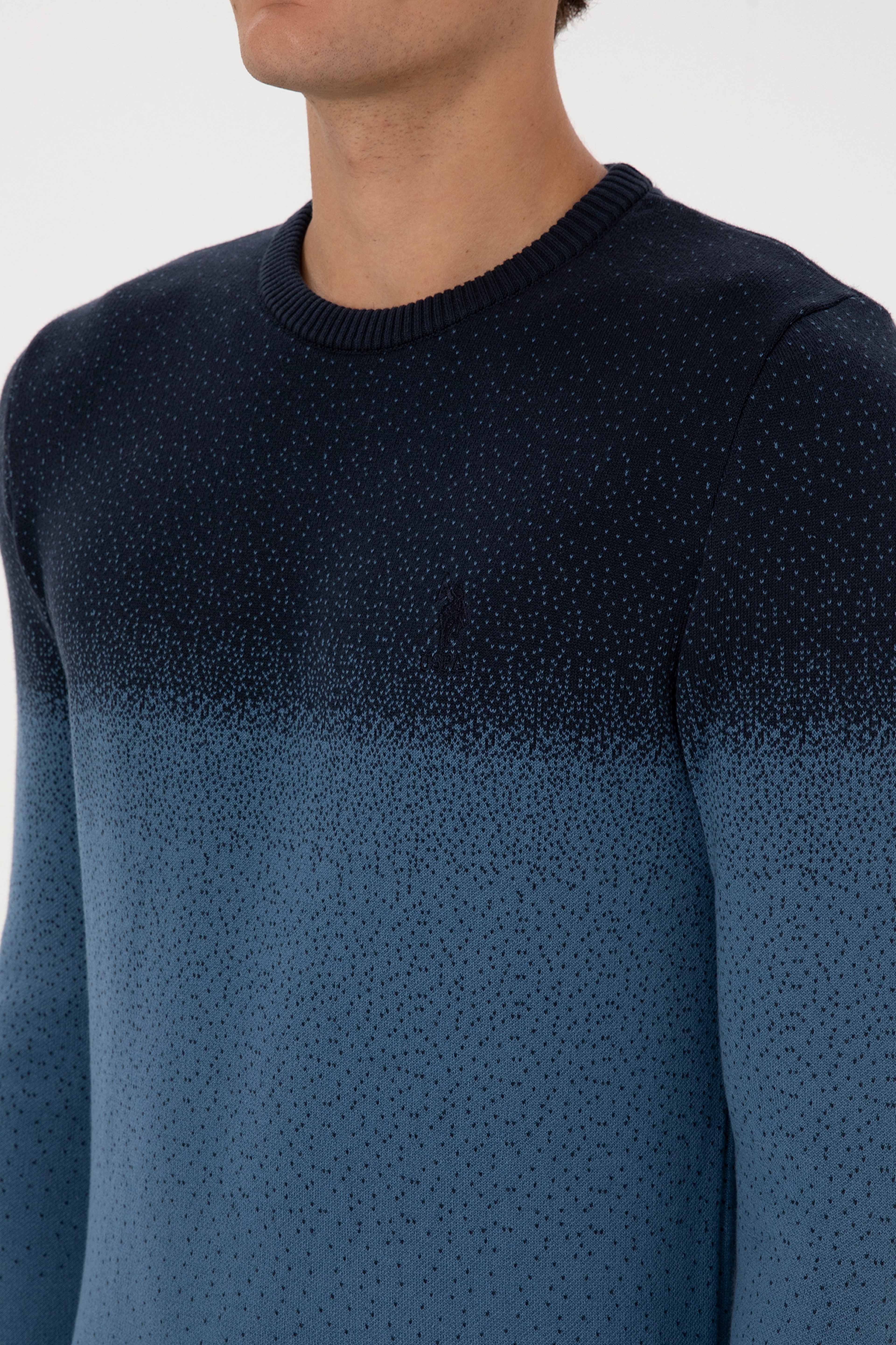 Erkek Regular Fit Bisiklet Yaka Lacivert Kazak - Image 7