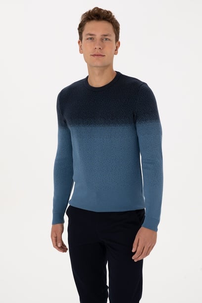 Erkek Regular Fit Bisiklet Yaka Lacivert Kazak