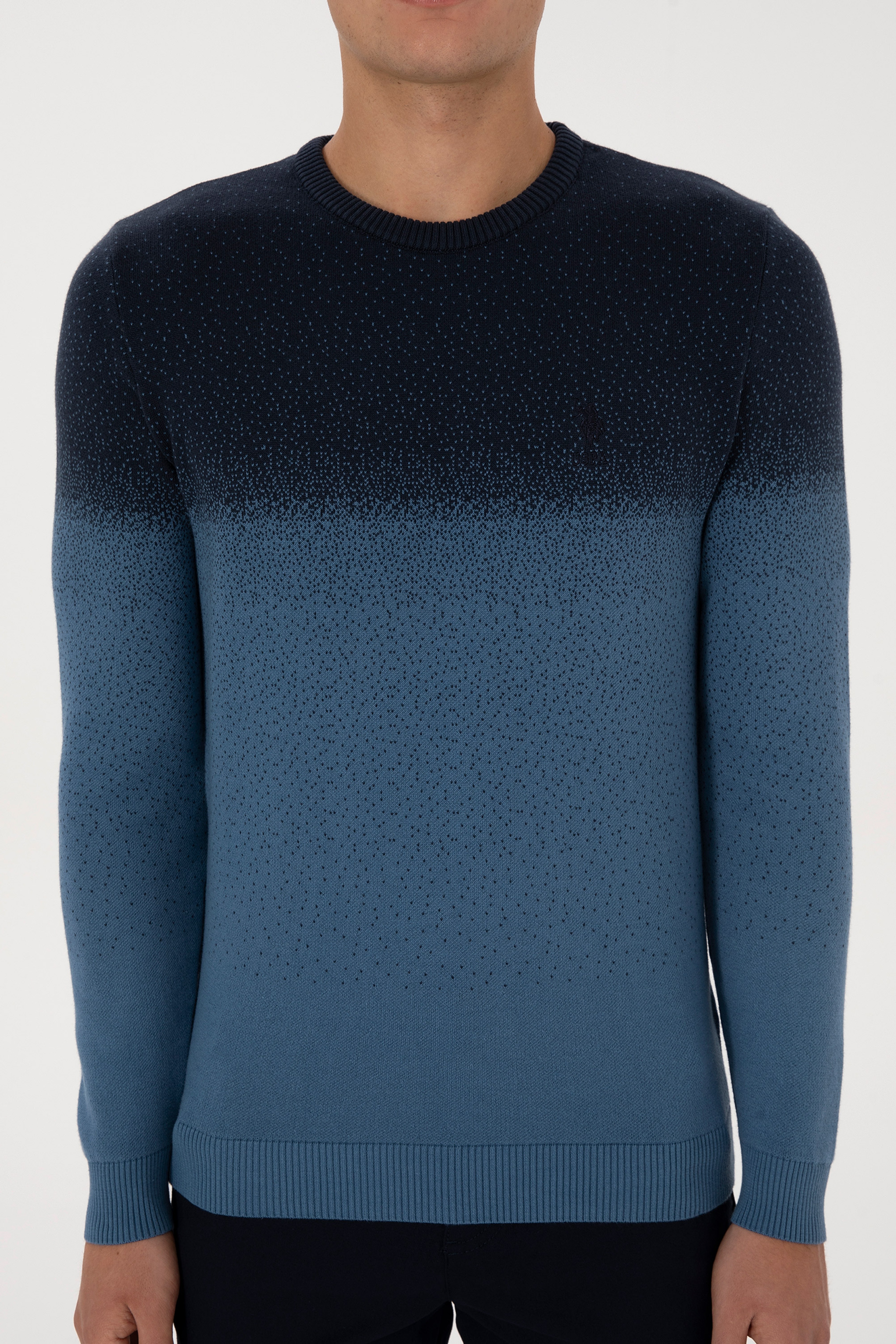 Erkek Regular Fit Bisiklet Yaka Lacivert Kazak - Image 6