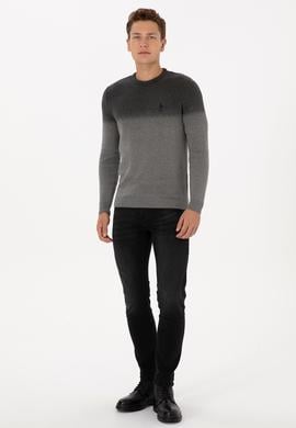 Erkek Regular Fit Bisiklet Yaka Antrasit Melanj Kazak - 50307871017