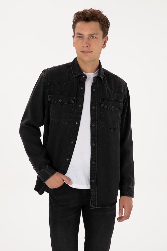 Erkek Siyah Jean Gömlek