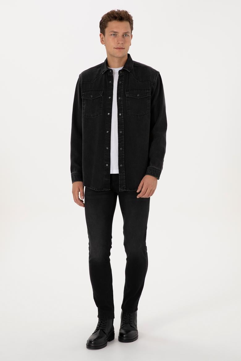 Erkek Siyah Jean Gömlek - 50308330014