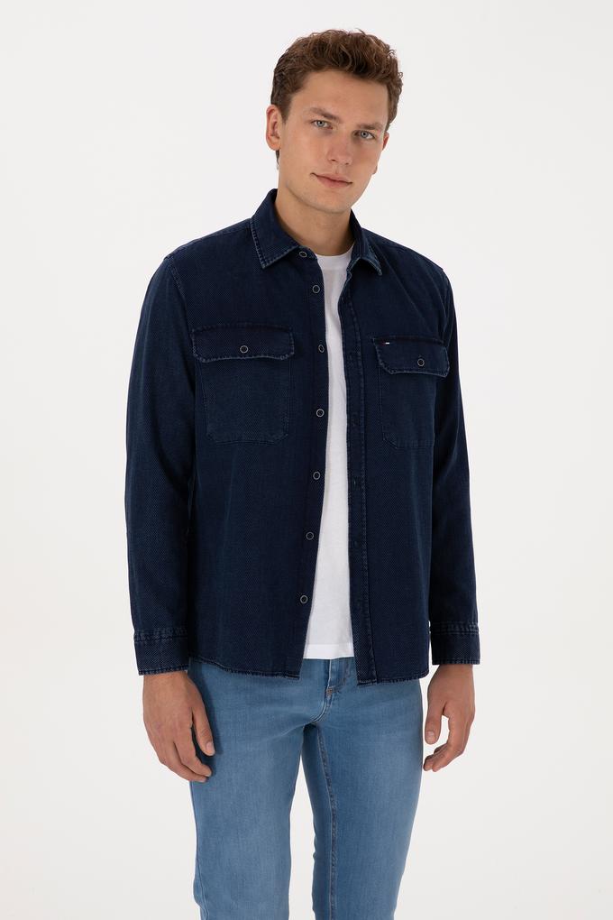 Erkek Lacivert Uzun Kollu Gömlek