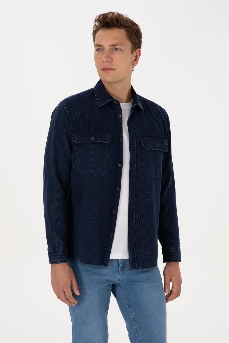 Erkek Lacivert Uzun Kollu Gömlek - 50308275019