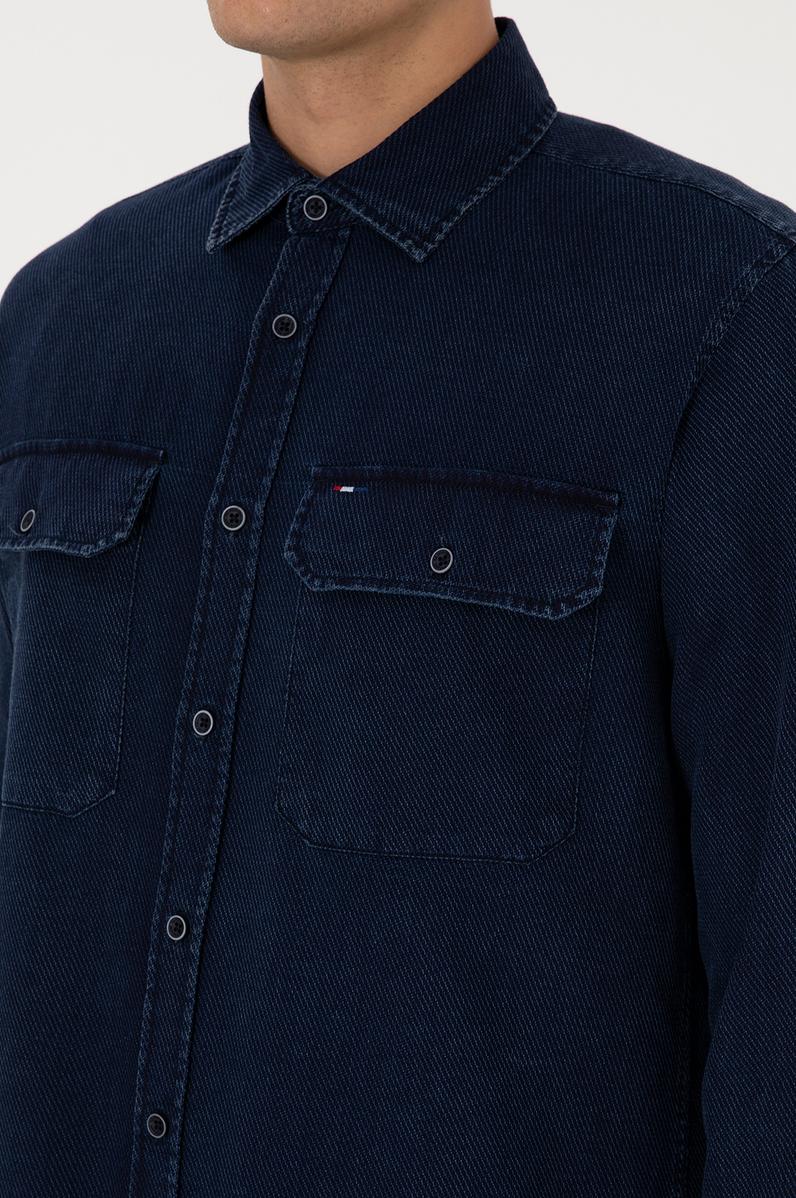 Erkek Lacivert Uzun Kollu Gömlek