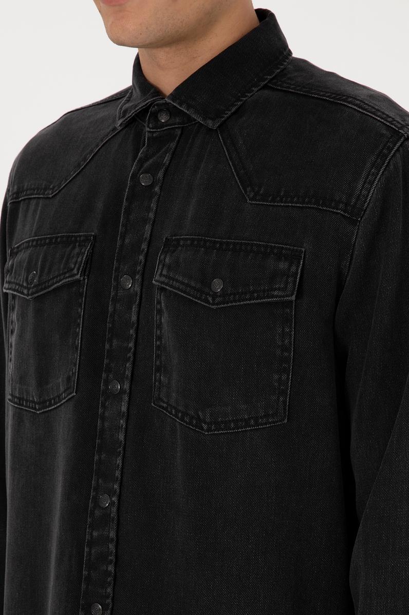 Erkek Siyah Jean Gömlek