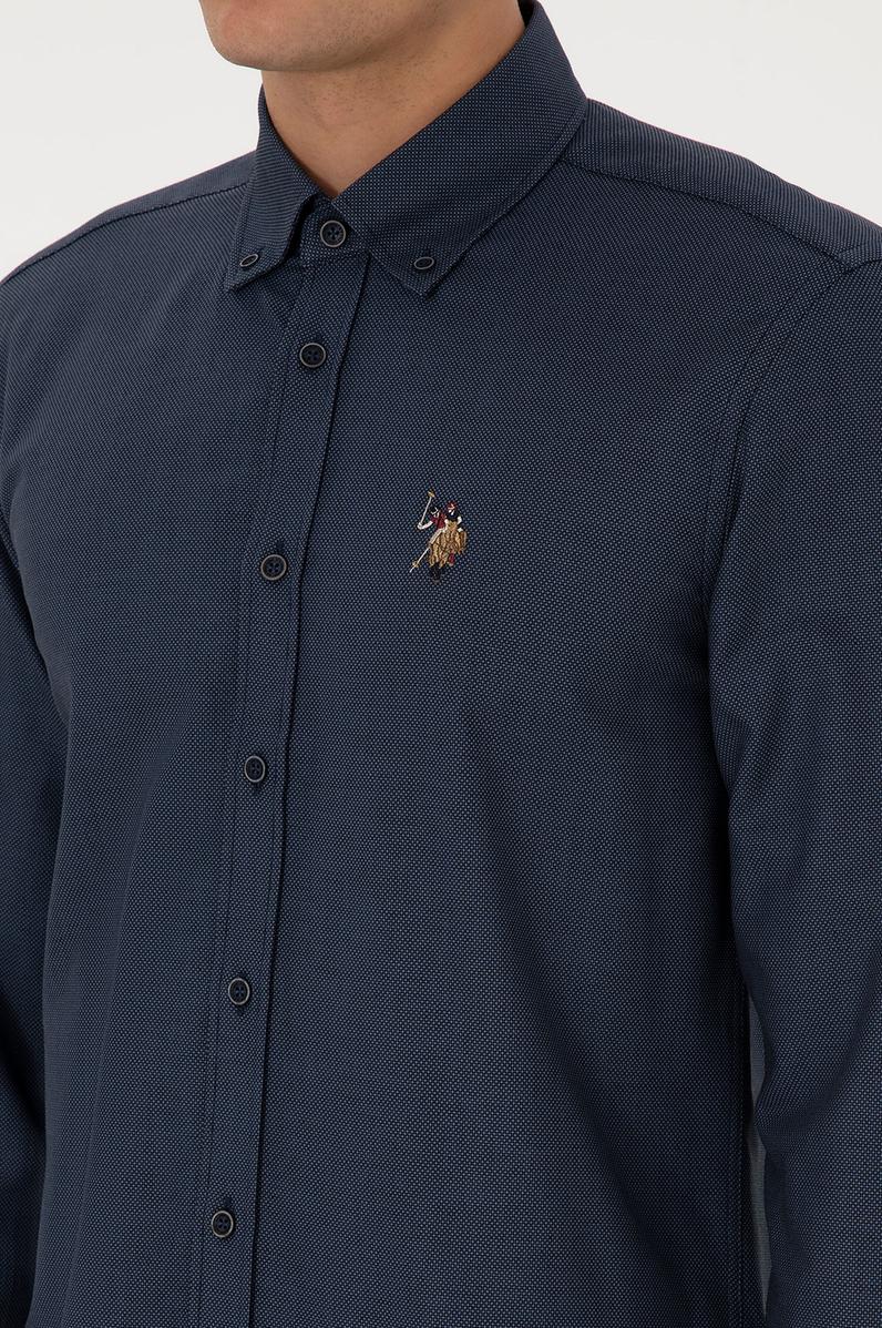 Erkek Açık Lacivert Uzun Kollu Gömlek