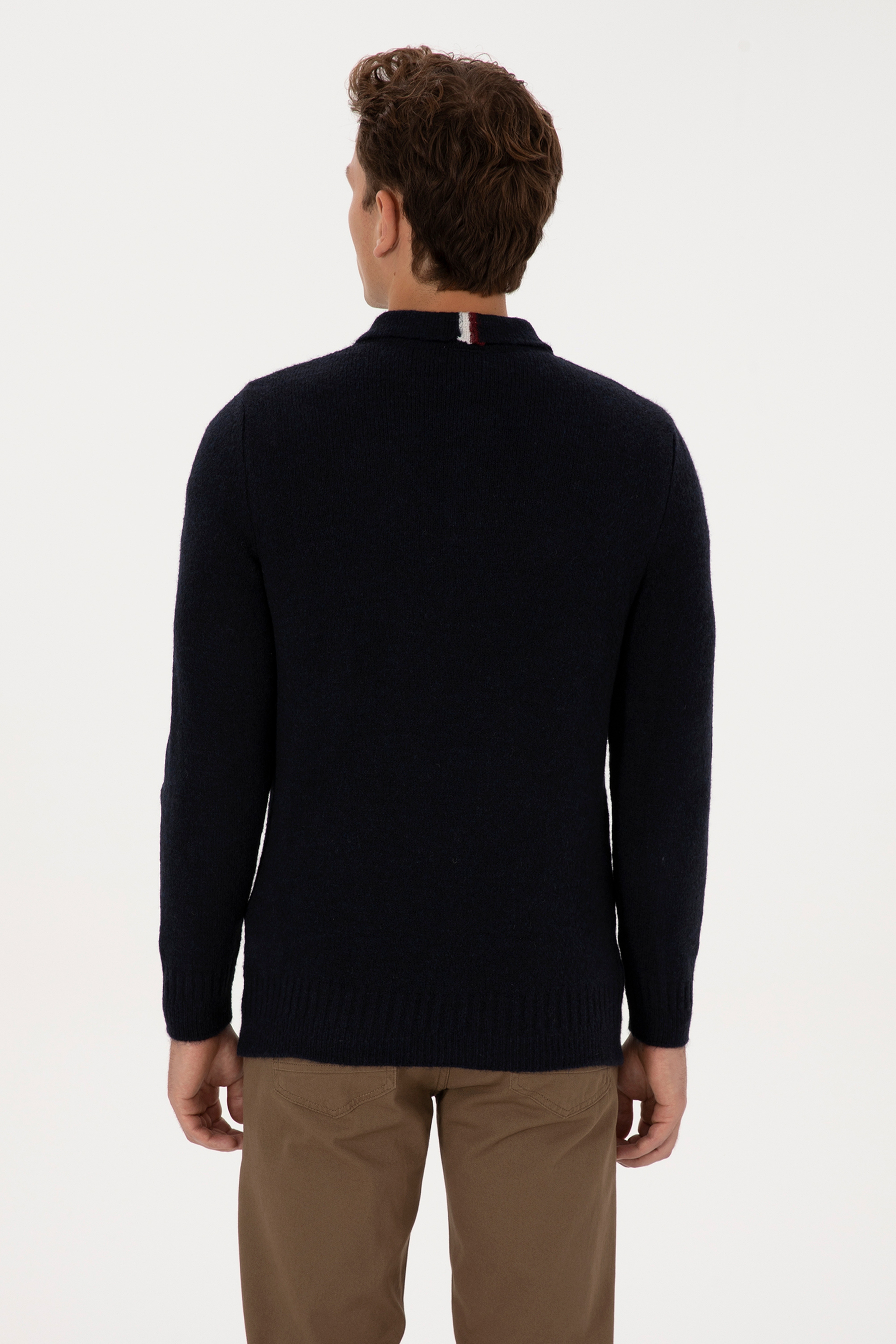 Erkek Regular Fit Polo Yaka Lacivert Kazak