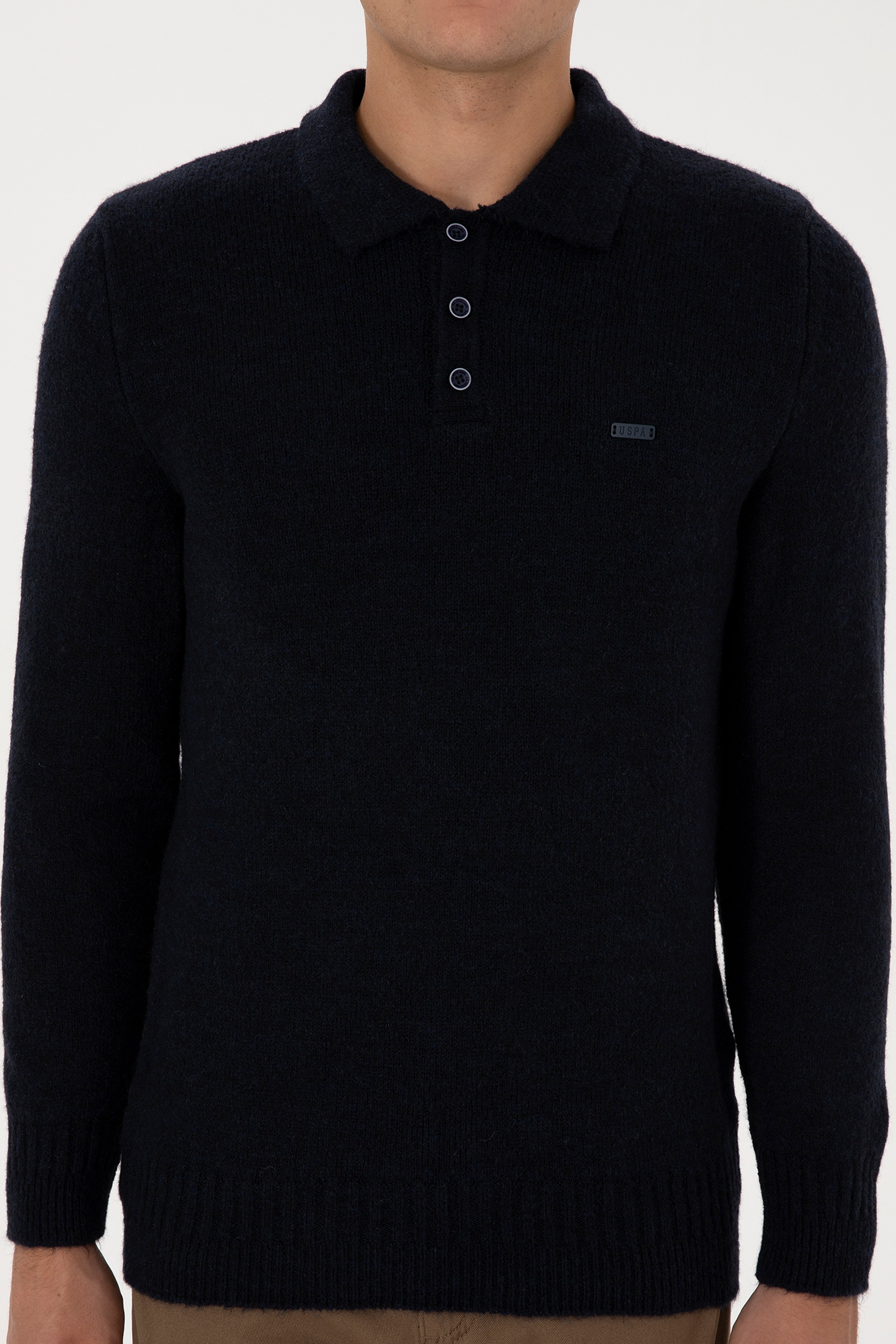 Erkek Regular Fit Polo Yaka Lacivert Kazak - Image 6