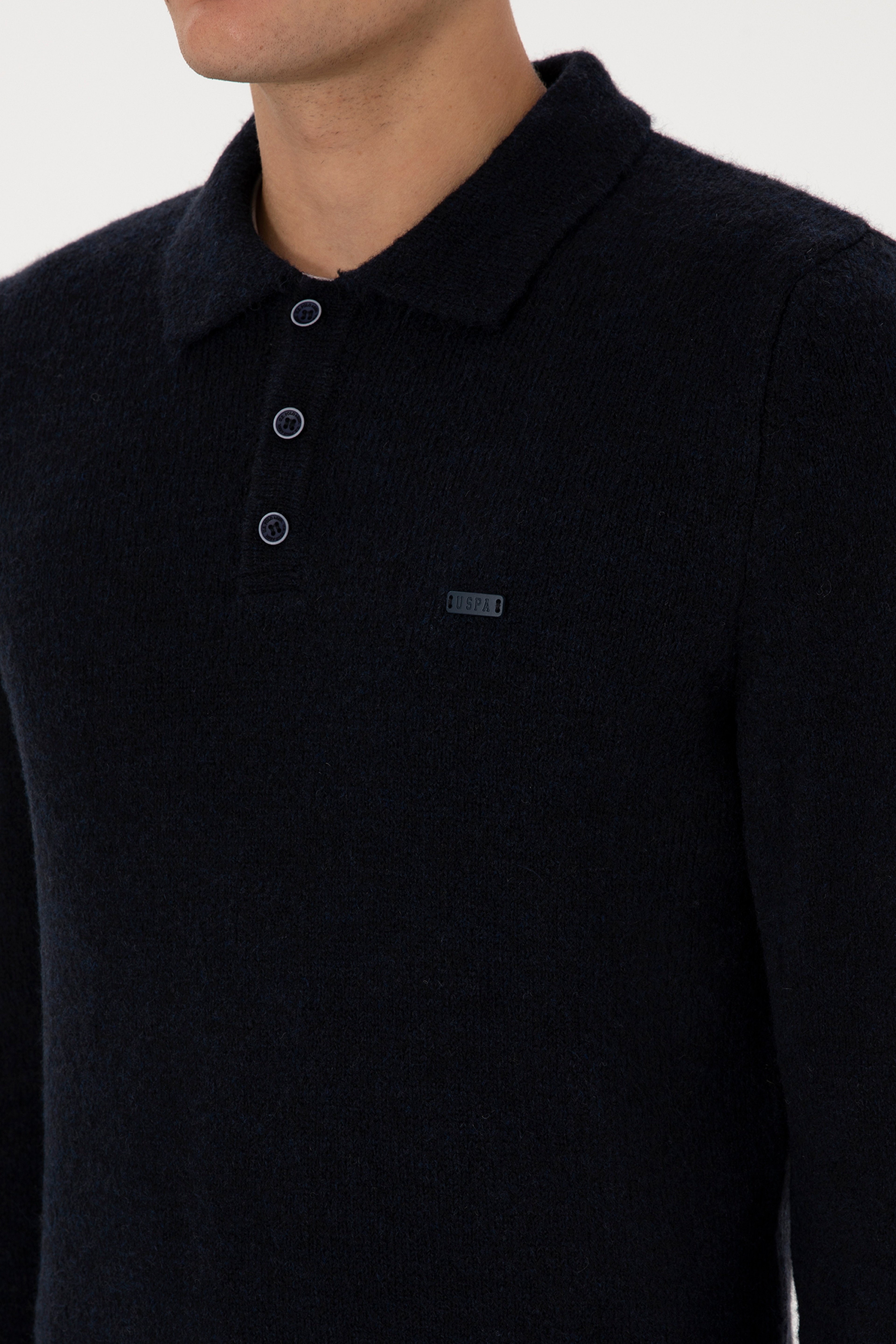 Erkek Regular Fit Polo Yaka Lacivert Kazak - Image 7