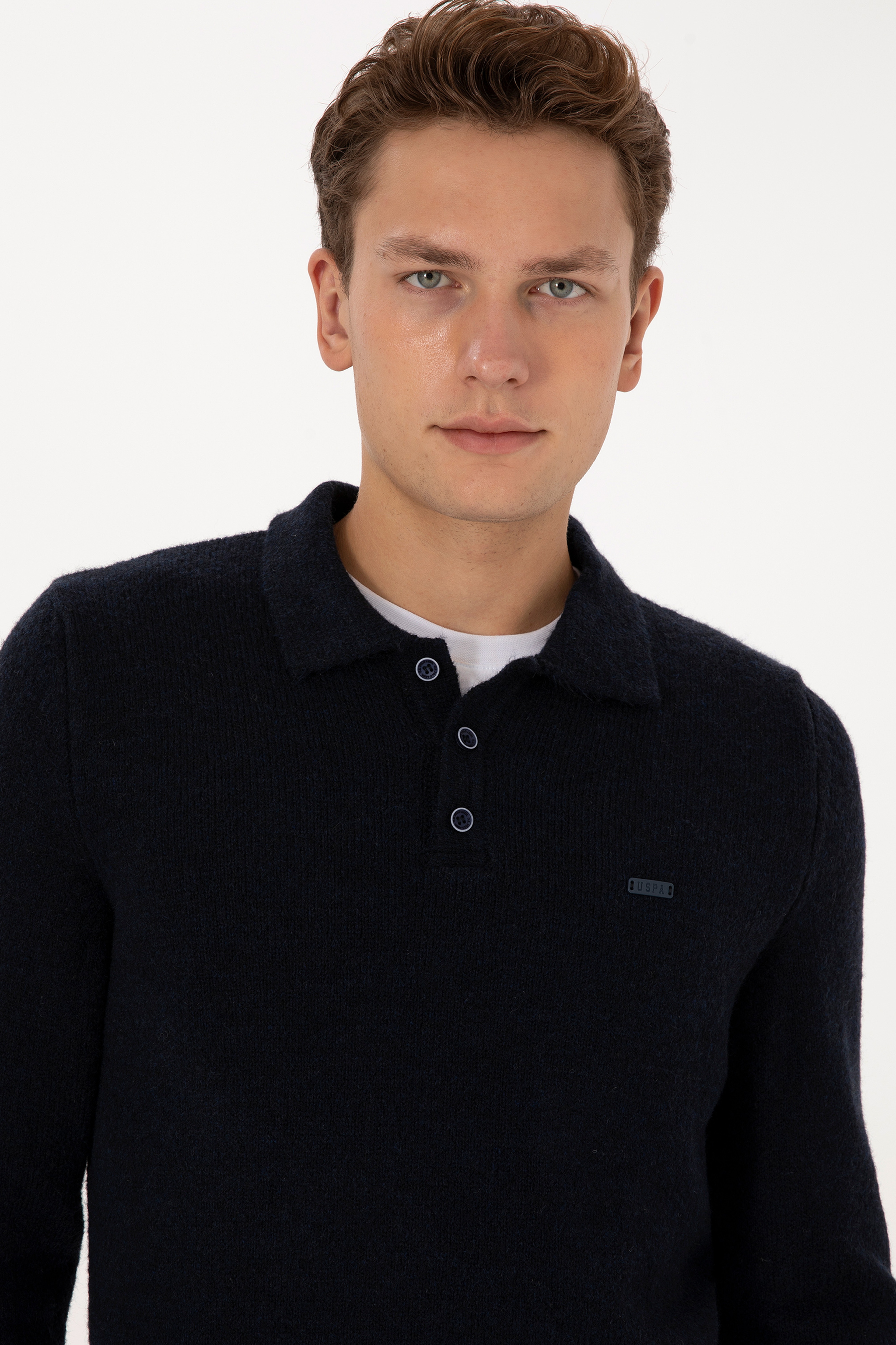 Erkek Regular Fit Polo Yaka Lacivert Kazak - Image 2
