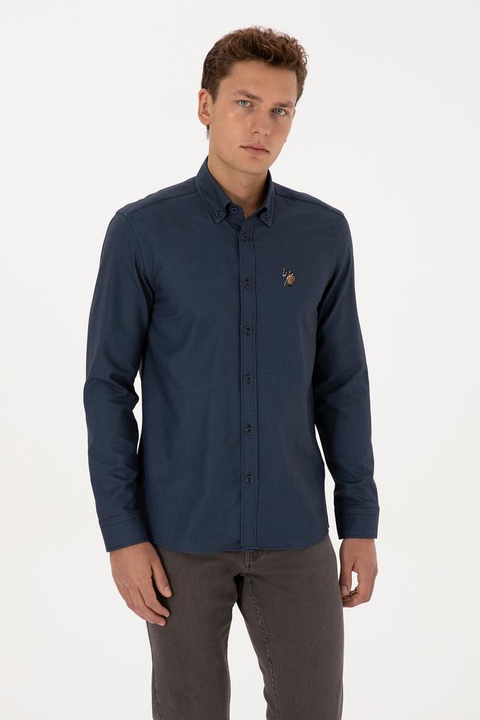 Erkek Açık Lacivert Uzun Kollu Gömlek