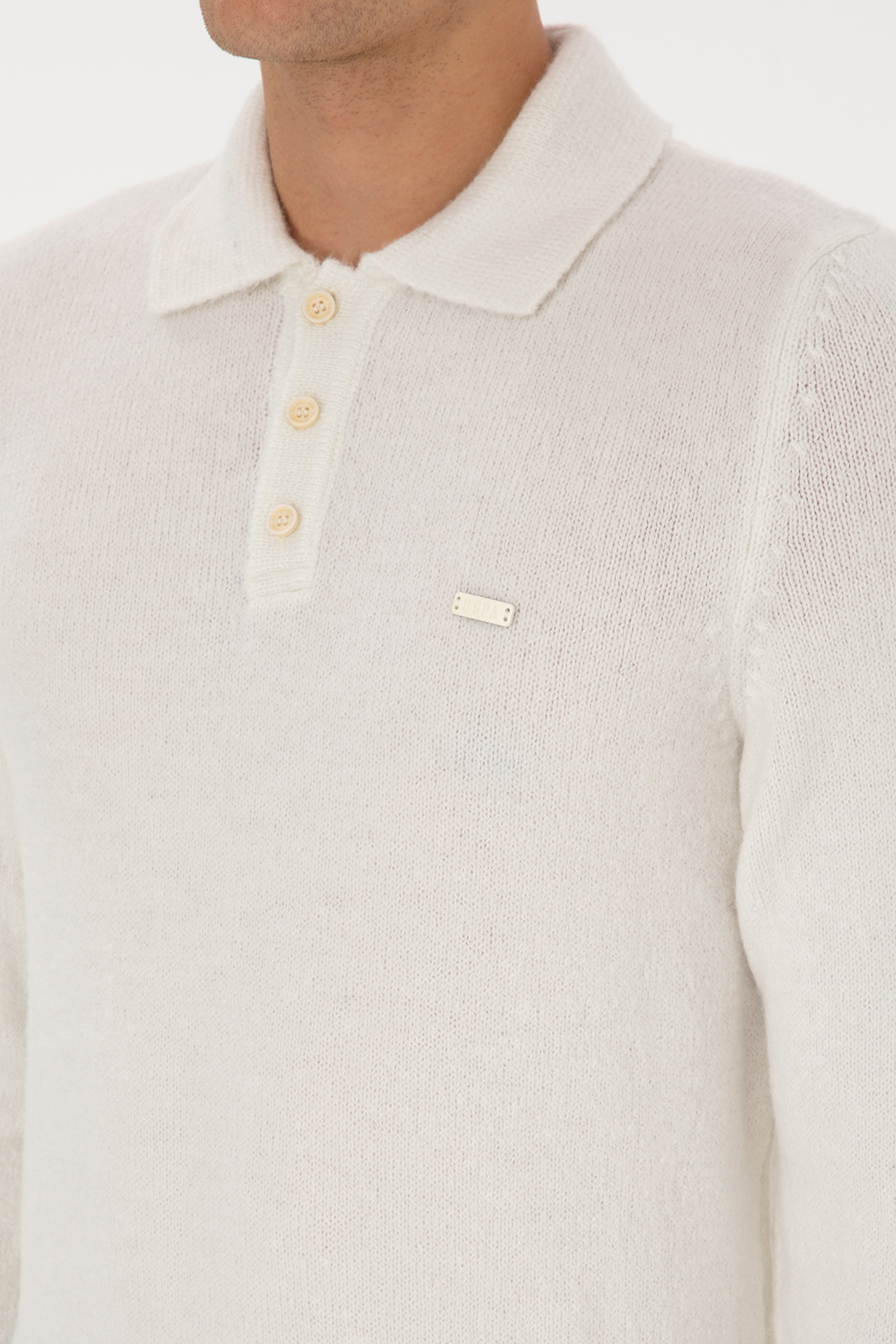 Erkek Regular Fit Polo Yaka Krem Kazak - Image 7