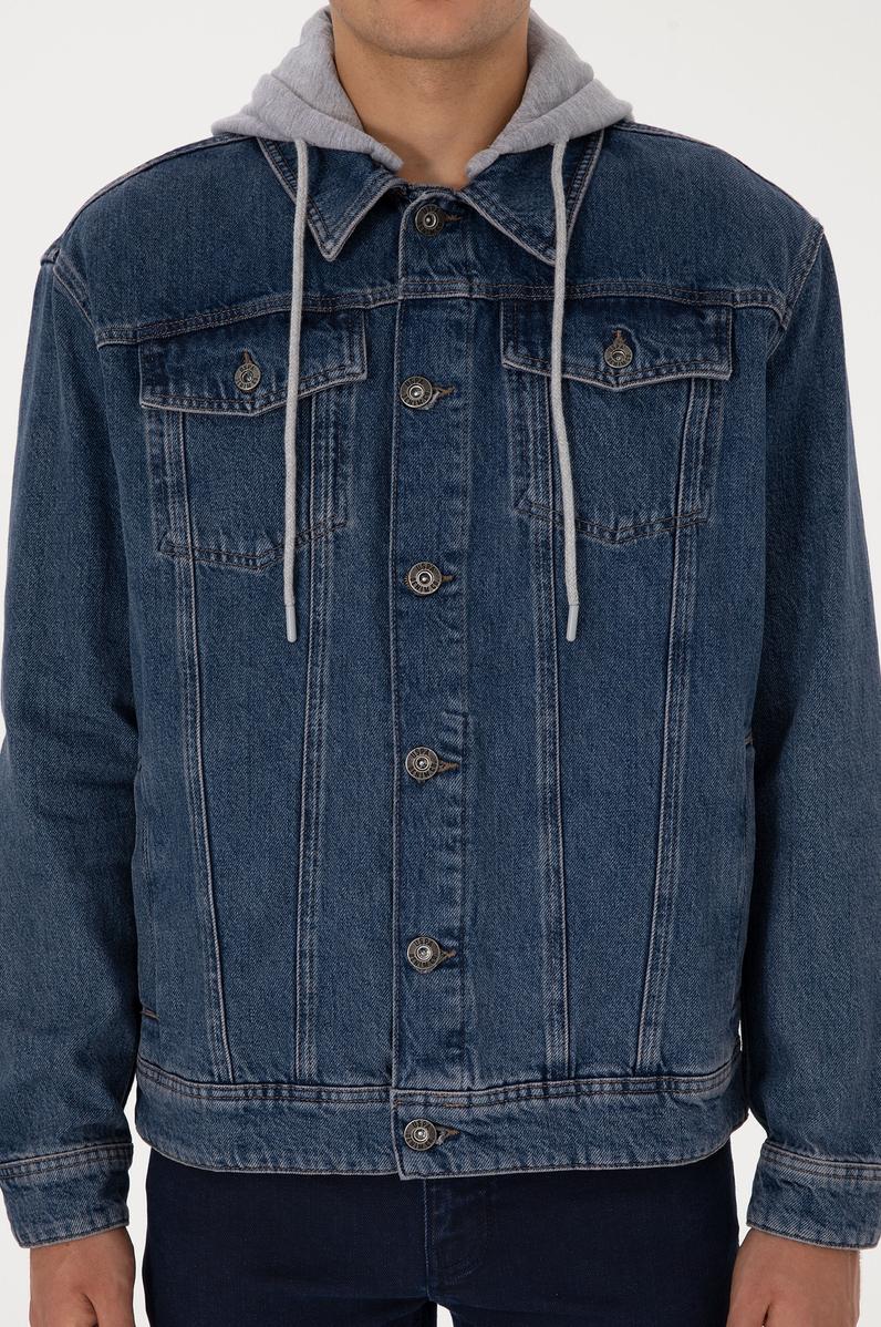 Erkek Koyu Mavi Jean Gömlek