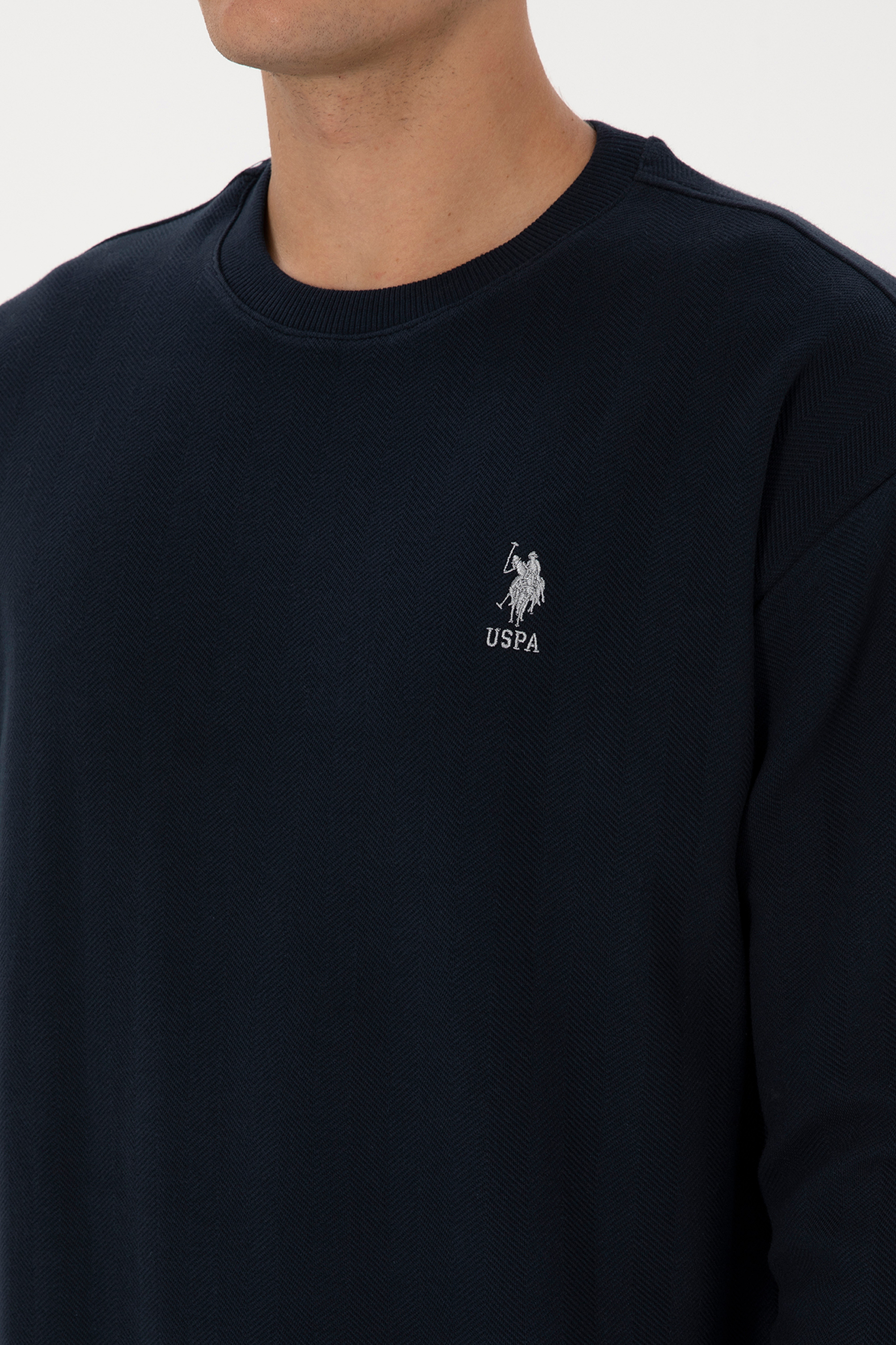 Erkek Comfort Fit Bisiklet Yaka Lacivert Sweatshirt - Image 7