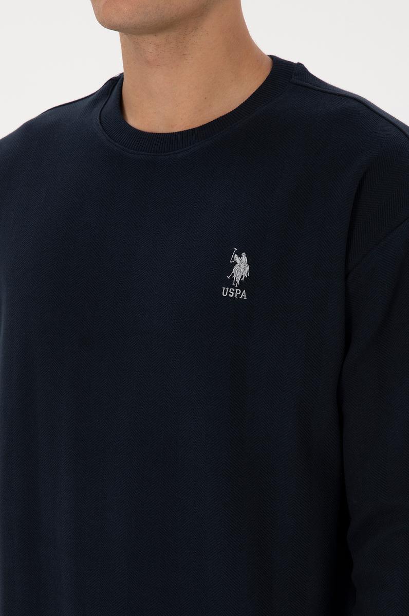 Erkek Comfort Fit Bisiklet Yaka Lacivert Sweatshirt