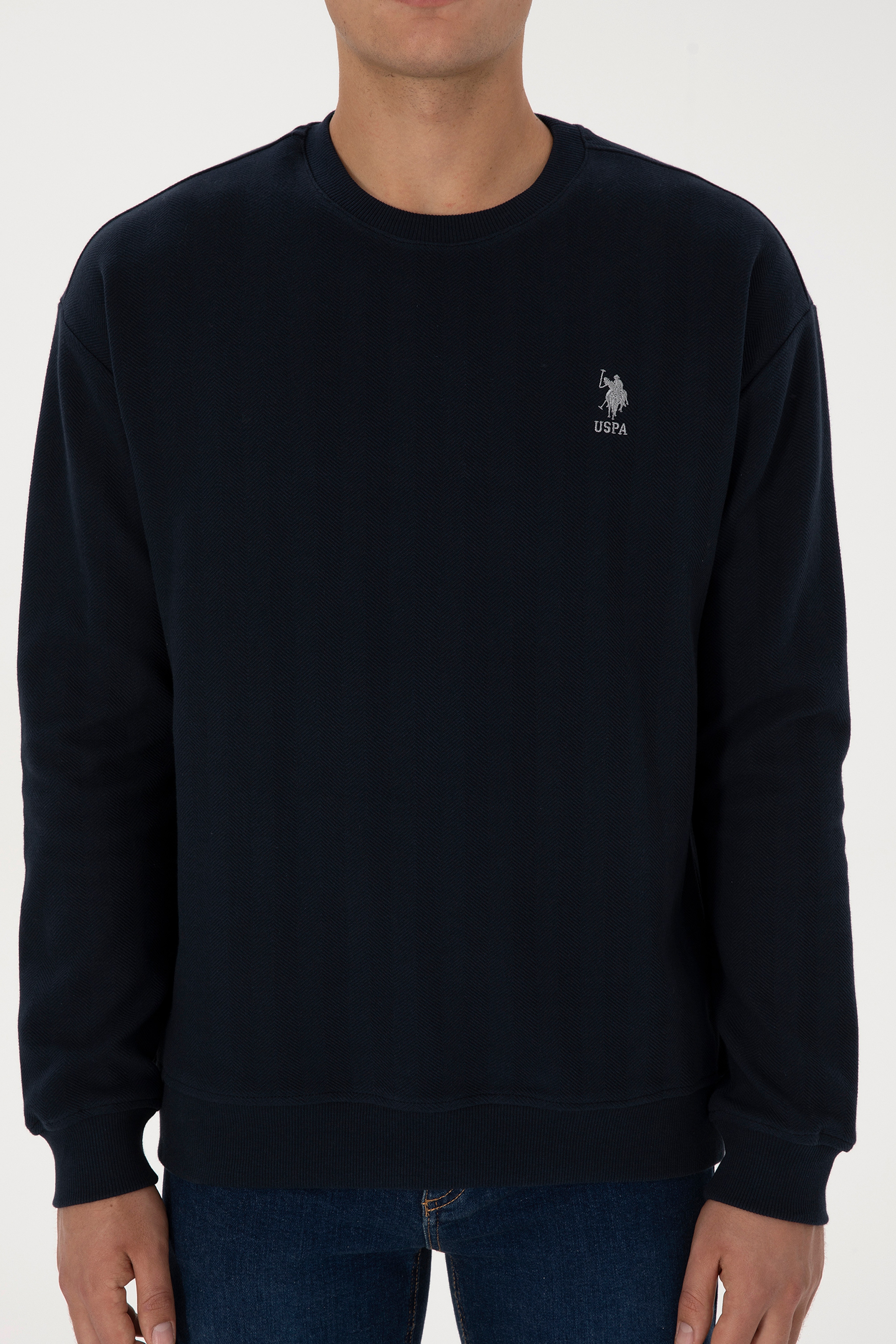 Erkek Comfort Fit Bisiklet Yaka Lacivert Sweatshirt - Image 6