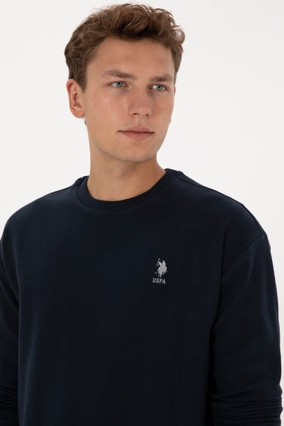 Erkek Comfort Fit Bisiklet Yaka Lacivert Sweatshirt