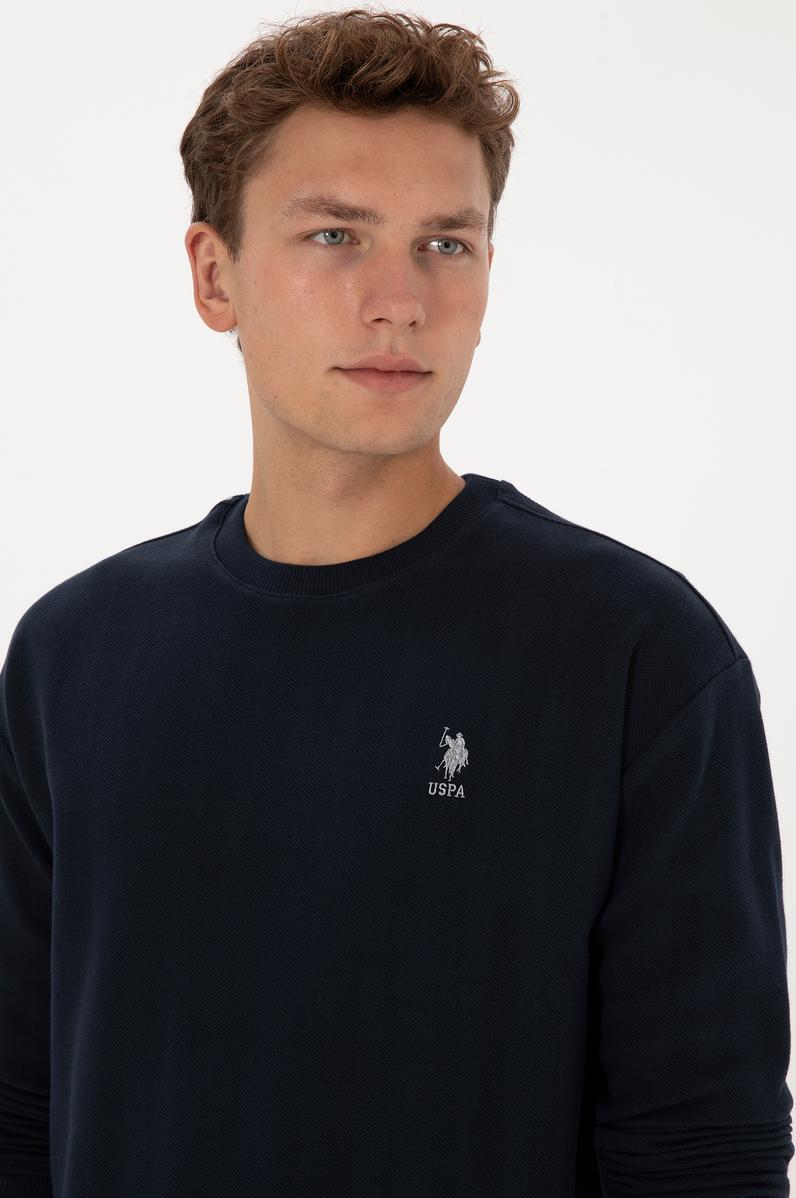 Erkek Comfort Fit Bisiklet Yaka Lacivert Sweatshirt