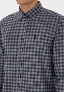 Erkek Lacivert Uzun Kollu Kareli Gömlek - 50308526024