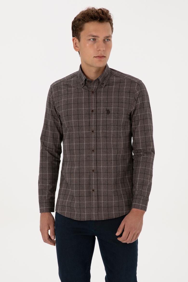 Erkek Kahverengi Uzun Kollu Gömlek - 50308555024