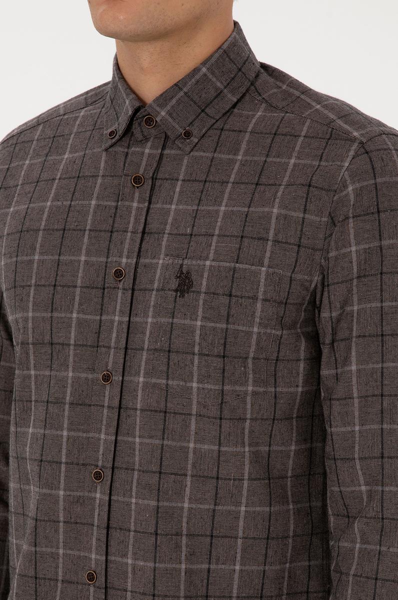 Erkek Kahverengi Uzun Kollu Gömlek