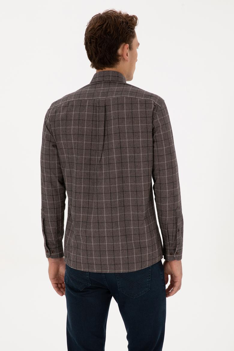 Erkek Kahverengi Uzun Kollu Gömlek - 50308555024