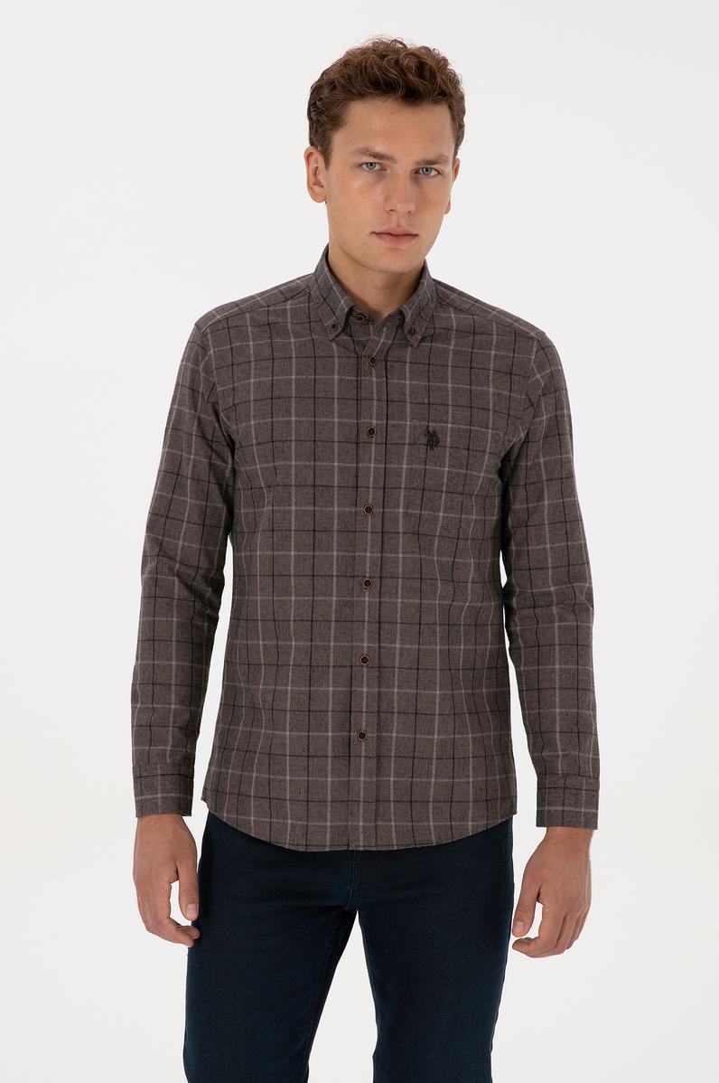 Erkek Kahverengi Uzun Kollu Gömlek