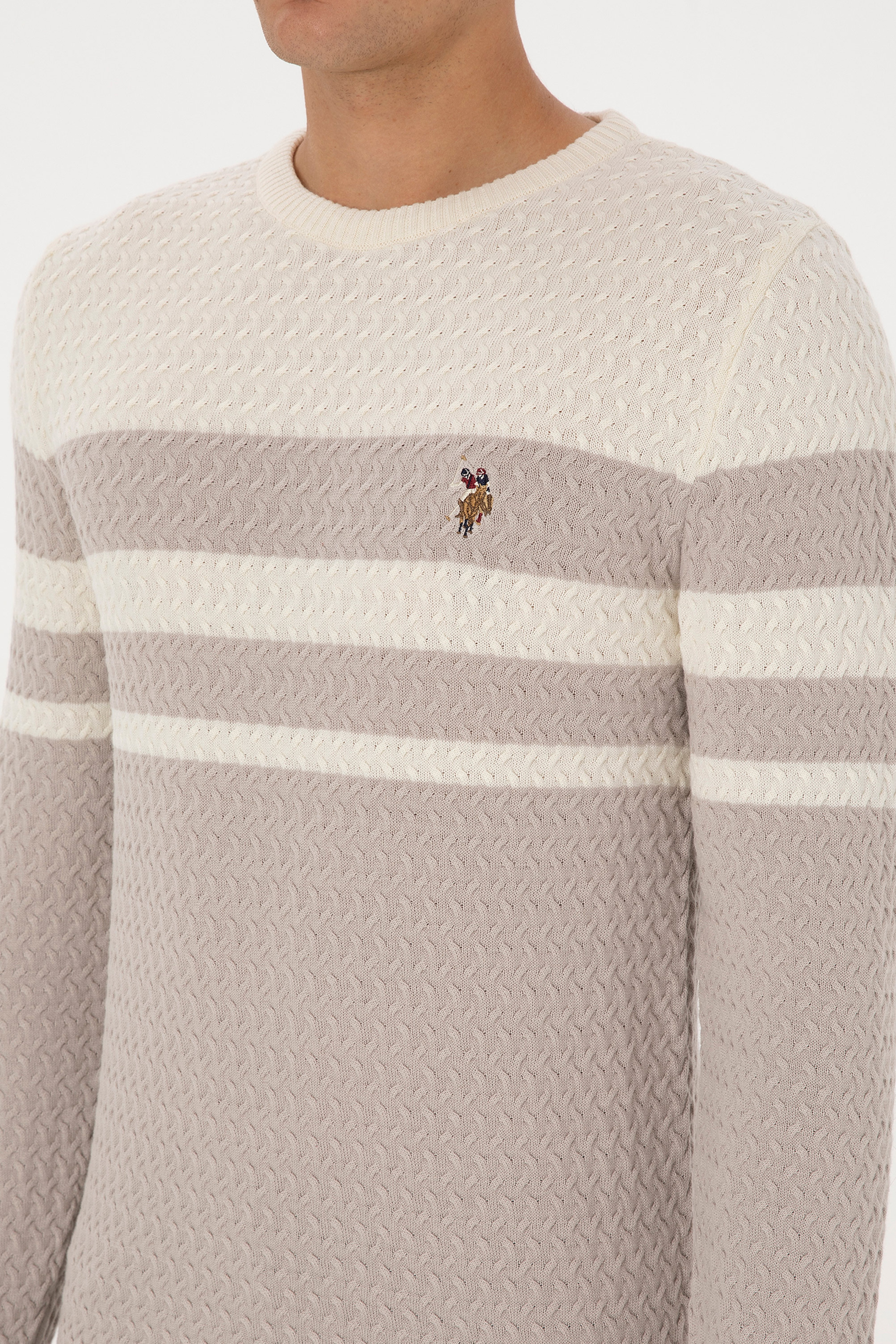 Erkek Slim Fit Bisiklet Yaka Taş Kazak - Image 7